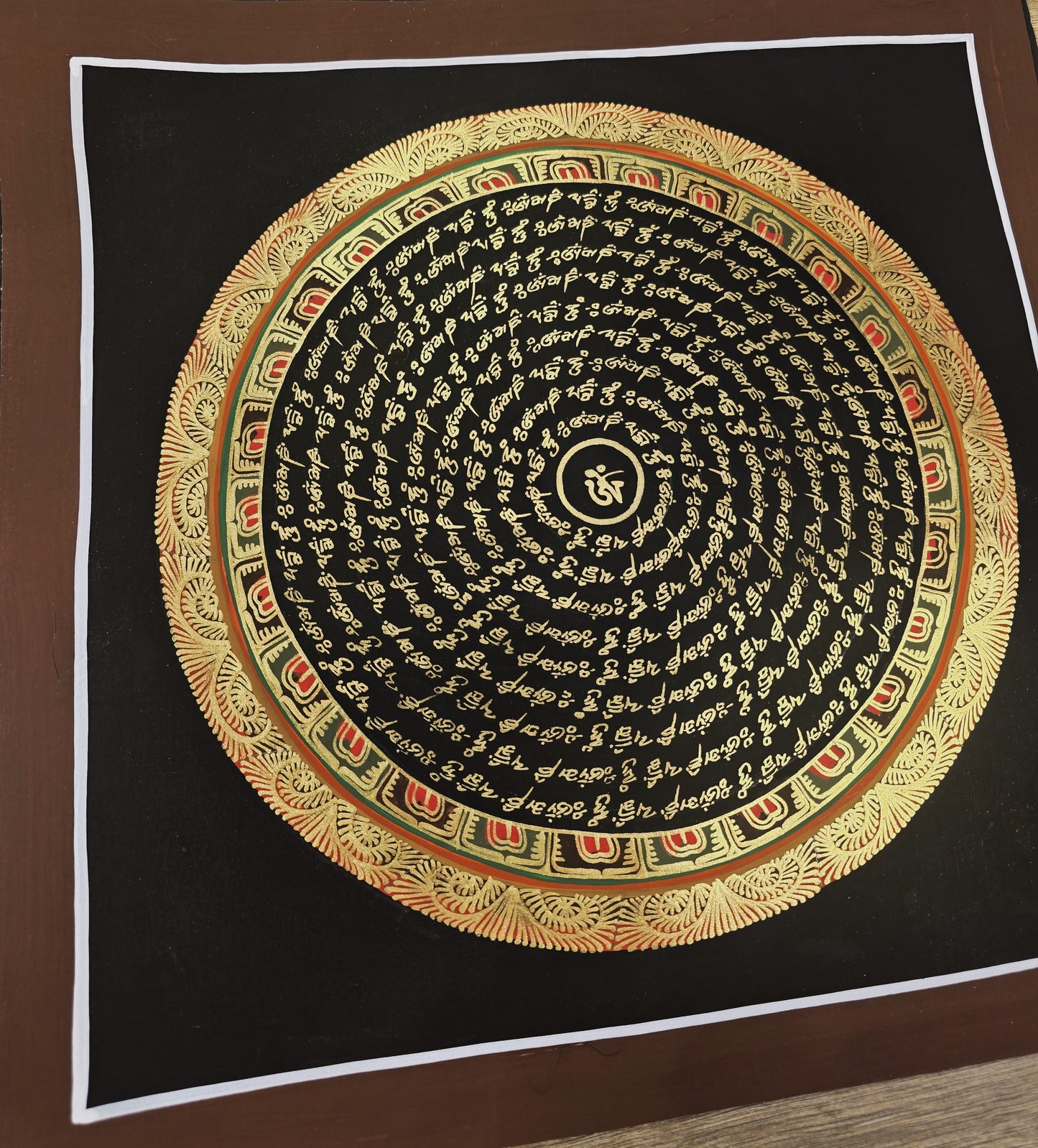 OM MANTRA MANDALA – Set of 3 Hand-Painted Tibetan Thangkas