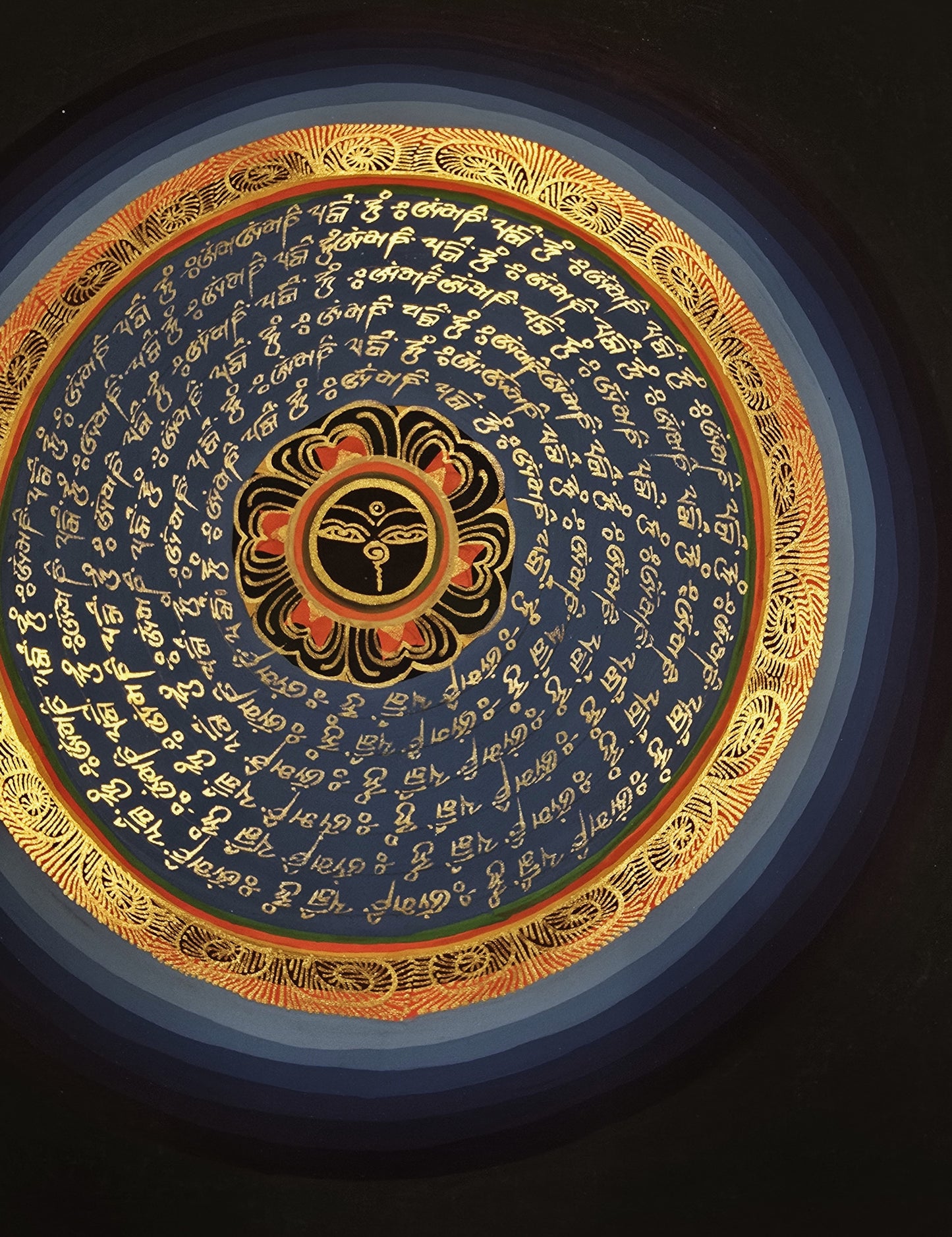 OM MANTRA MANDALA – Set of 3 Hand-Painted Tibetan Thangkas