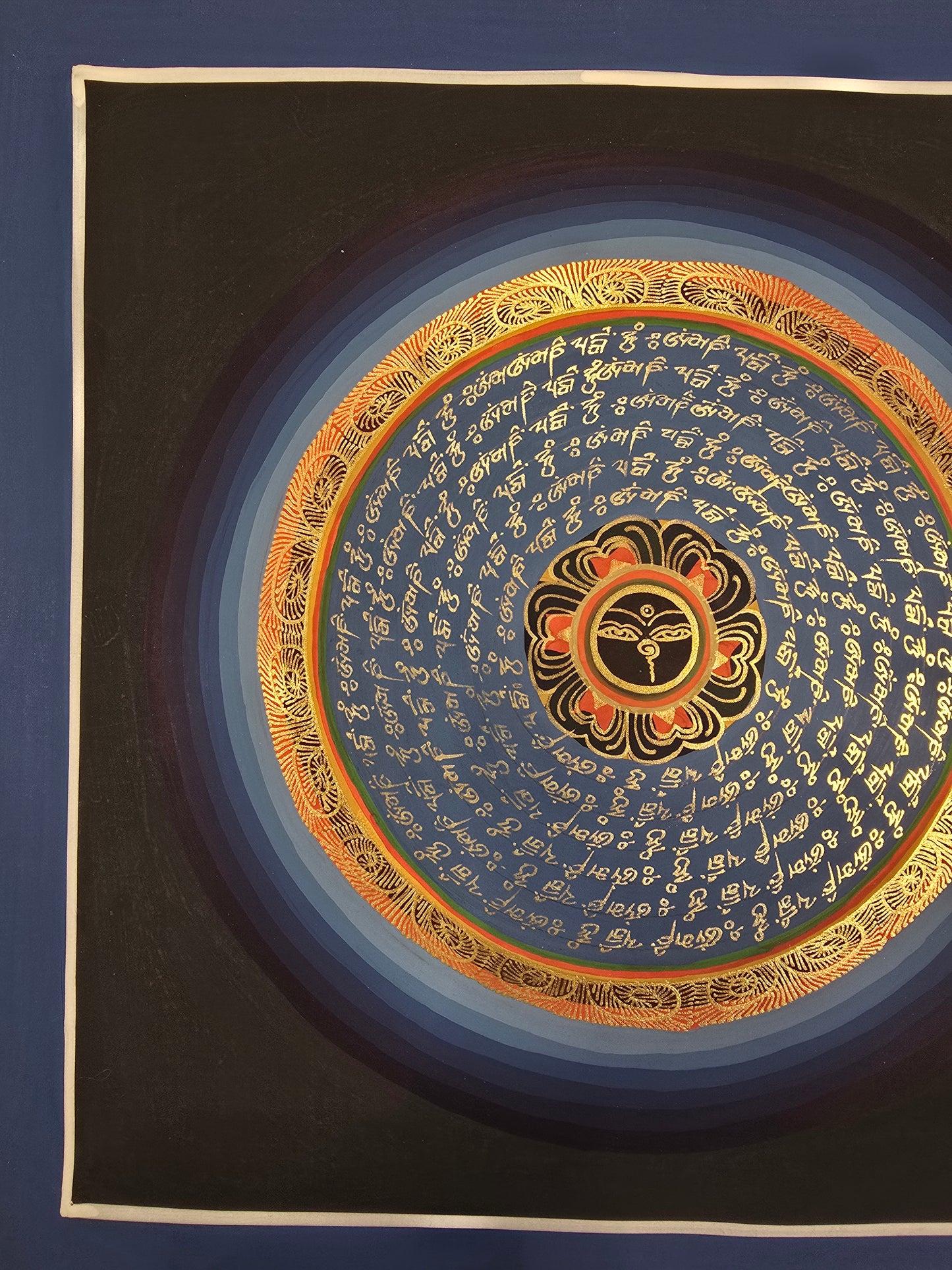 OM MANTRA MANDALA – Set of 3 Hand-Painted Tibetan Thangkas