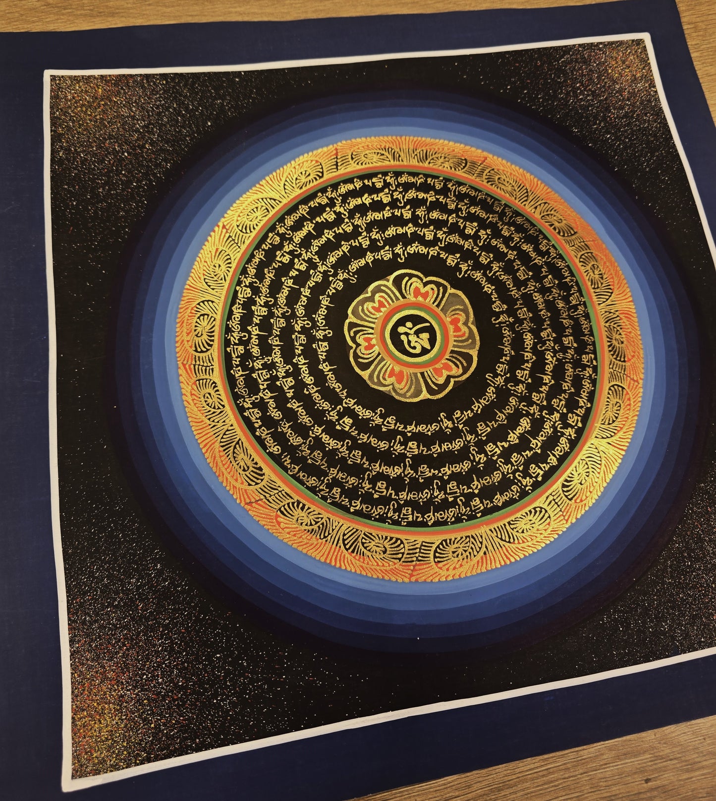 OM MANTRA MANDALA – Set of 3 Hand-Painted Tibetan Thangkas