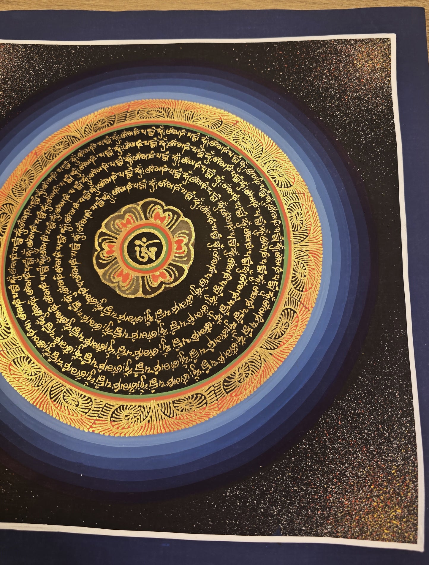 OM MANTRA MANDALA – Set of 3 Hand-Painted Tibetan Thangkas