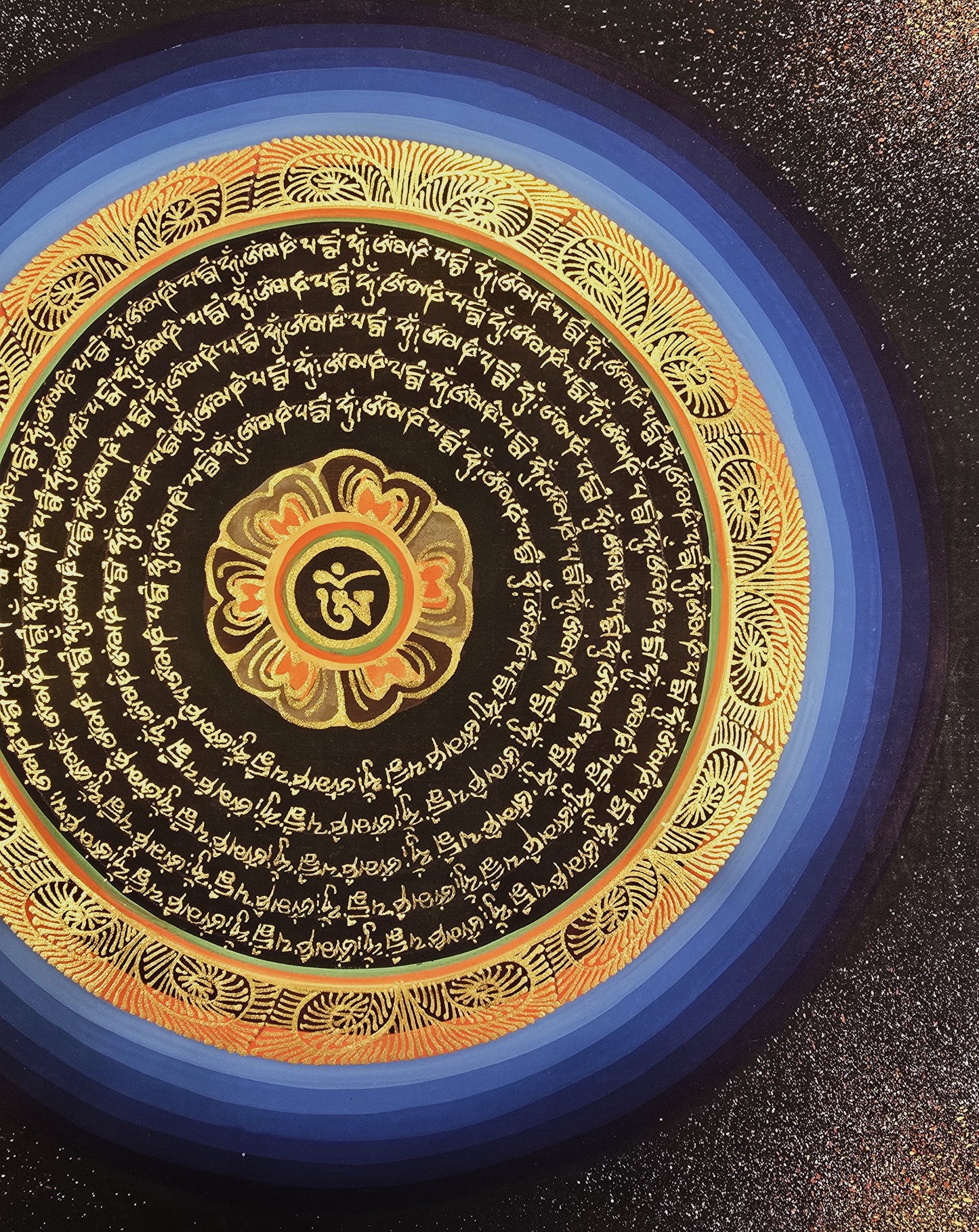 OM MANTRA MANDALA – Set of 3 Hand-Painted Tibetan Thangkas