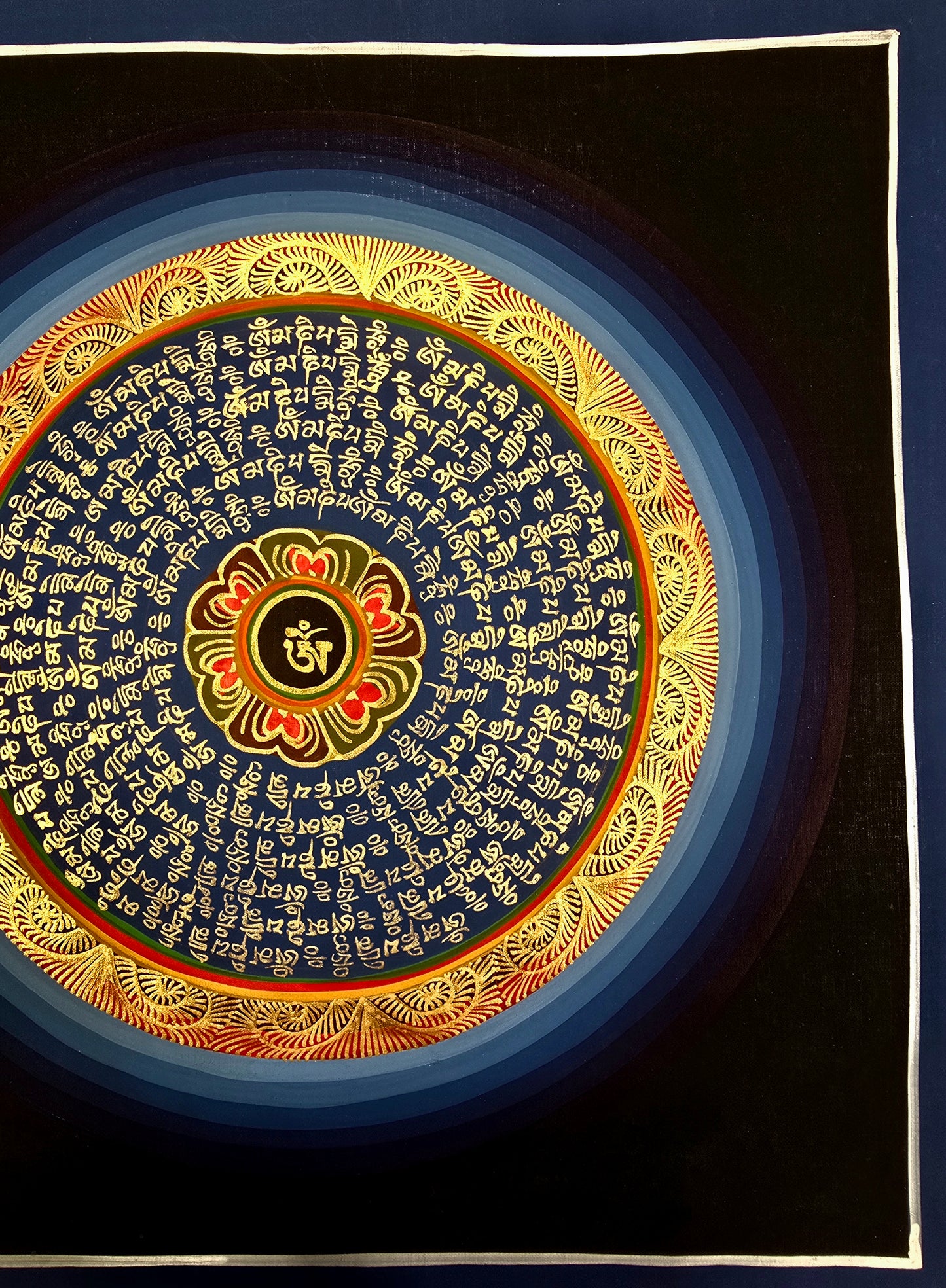 OM MANTRA MANDALA – Set of 3 Hand-Painted Tibetan Thangkas