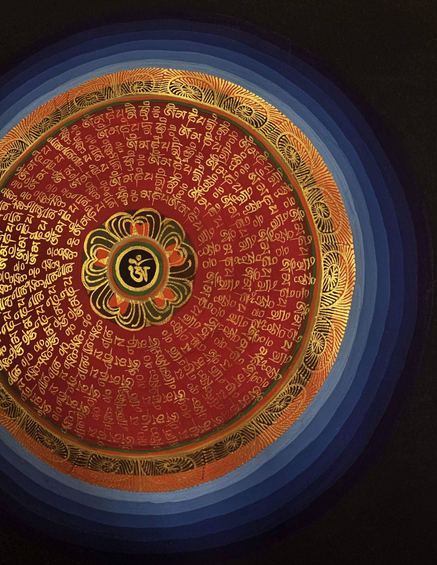 OM MANTRA MANDALA – Set of 3 Hand-Painted Tibetan Thangkas