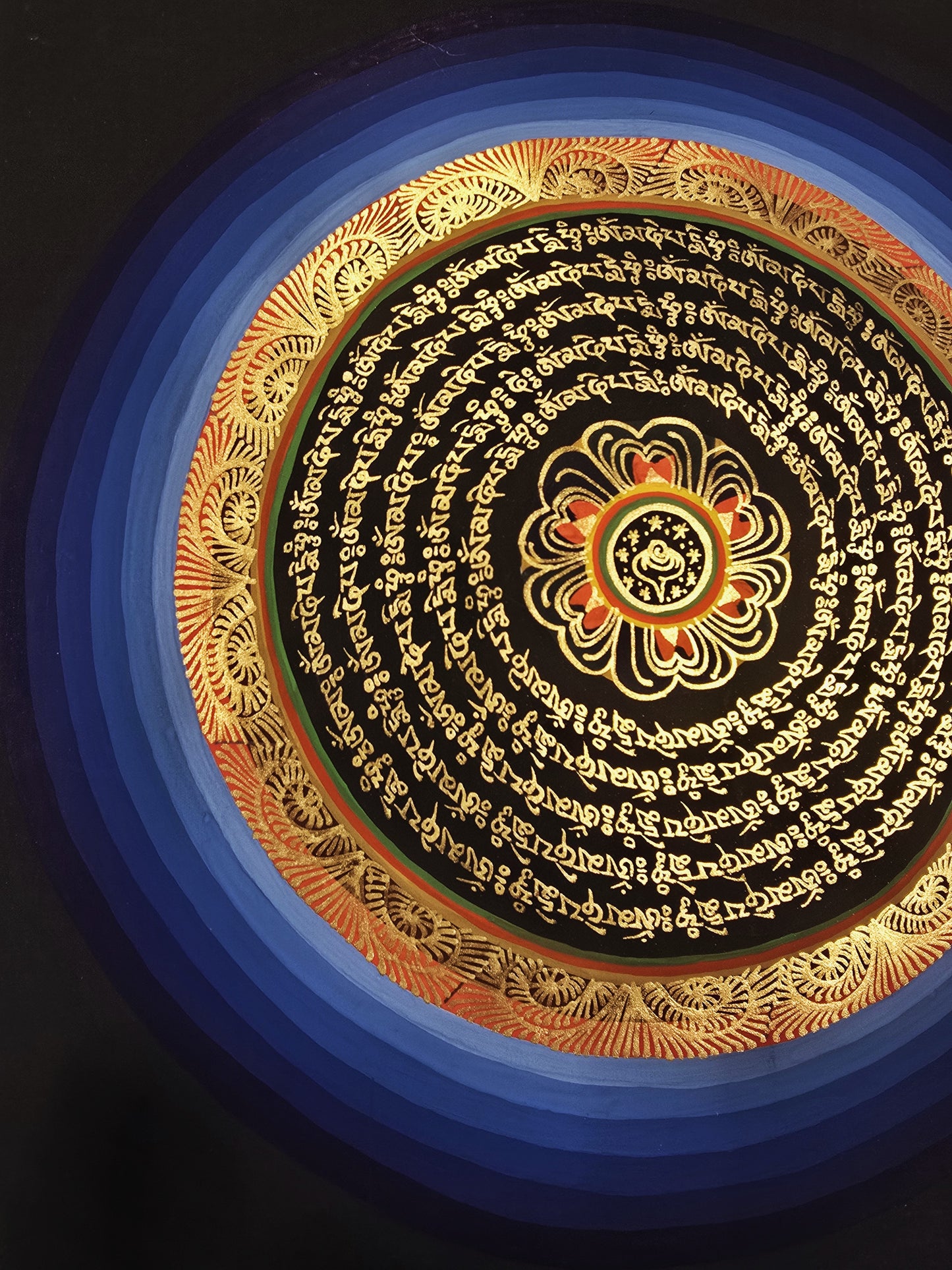 OM MANTRA MANDALA – Set of 3 Hand-Painted Tibetan Thangkas