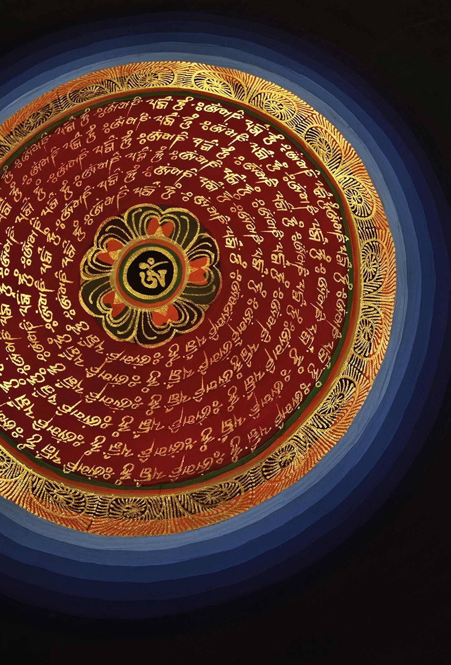 OM MANTRA MANDALA – Set of 3 Hand-Painted Tibetan Thangkas