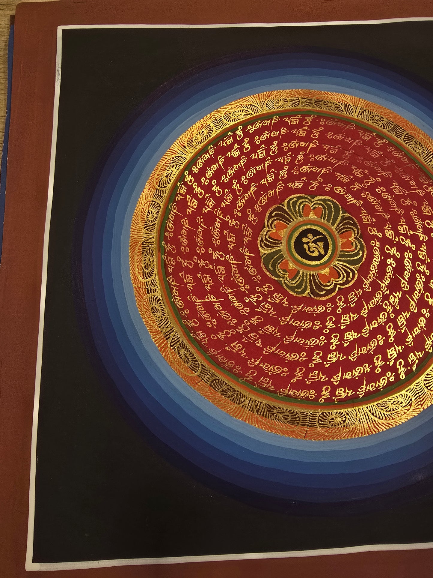 OM MANTRA MANDALA – Set of 3 Hand-Painted Tibetan Thangkas