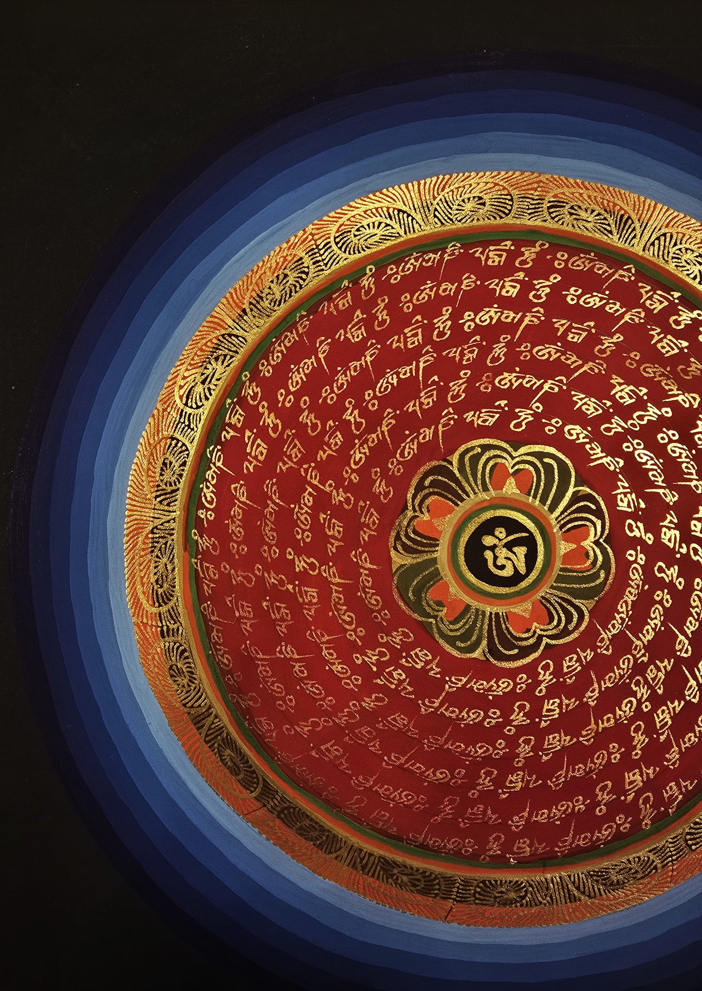 OM MANTRA MANDALA – Set of 3 Hand-Painted Tibetan Thangkas