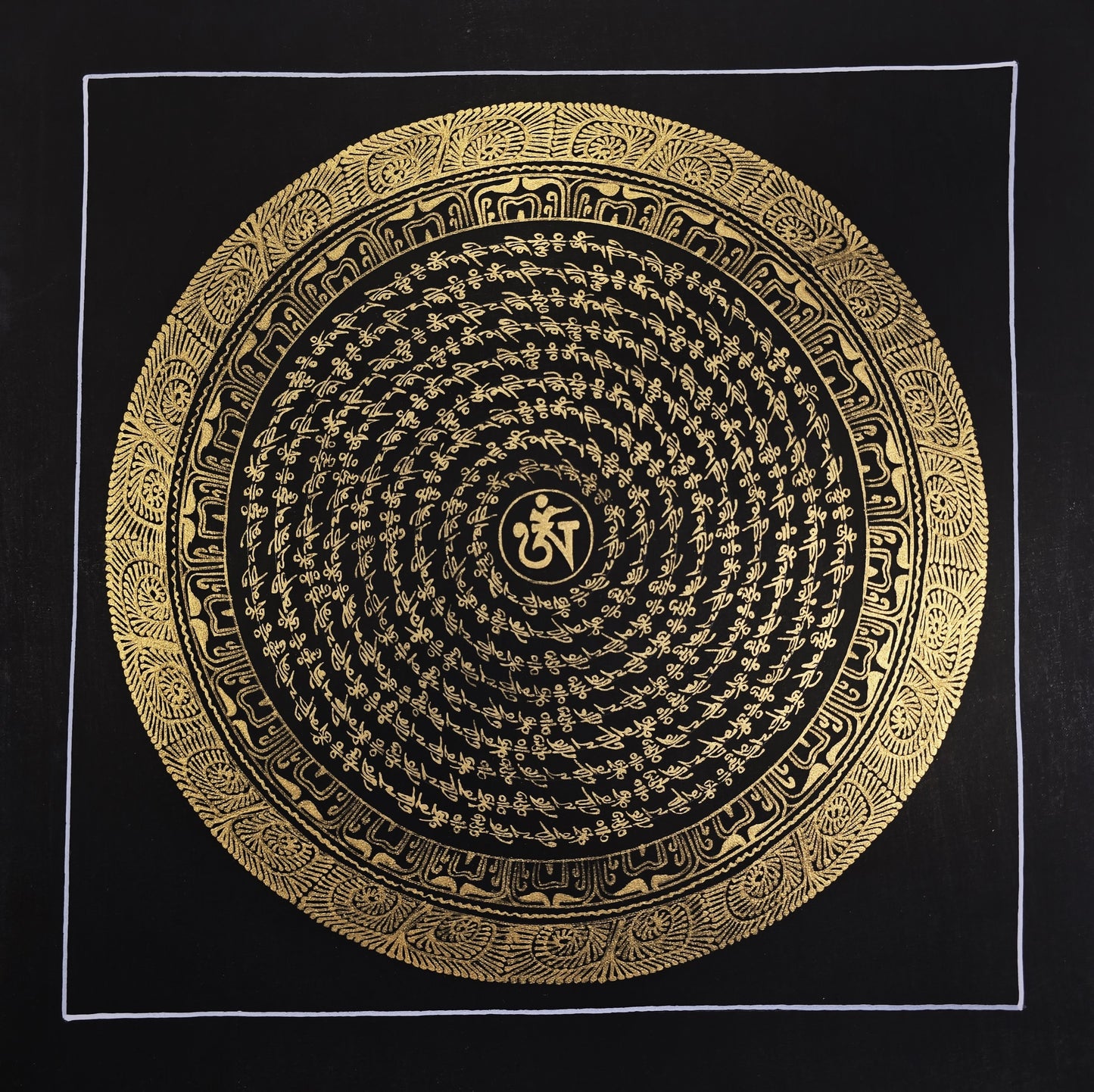 OM MANTRA MANDALA – Set of 3 Hand-Painted Tibetan Thangkas