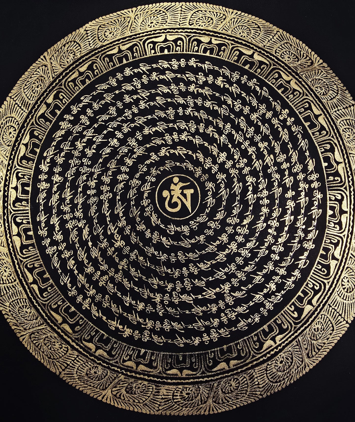 OM MANTRA MANDALA – Set of 3 Hand-Painted Tibetan Thangkas