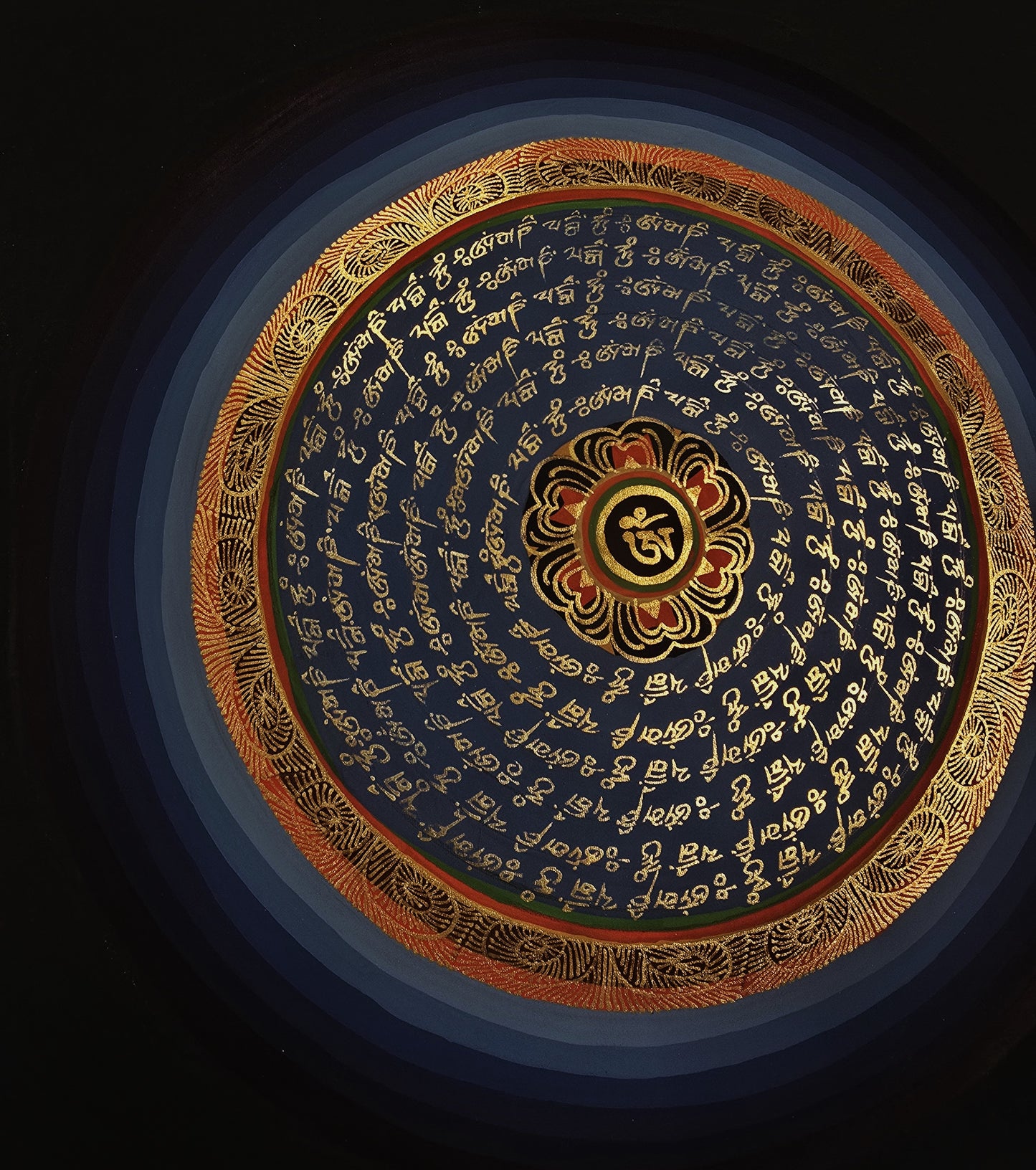 OM MANTRA MANDALA – Set of 3 Hand-Painted Tibetan Thangkas