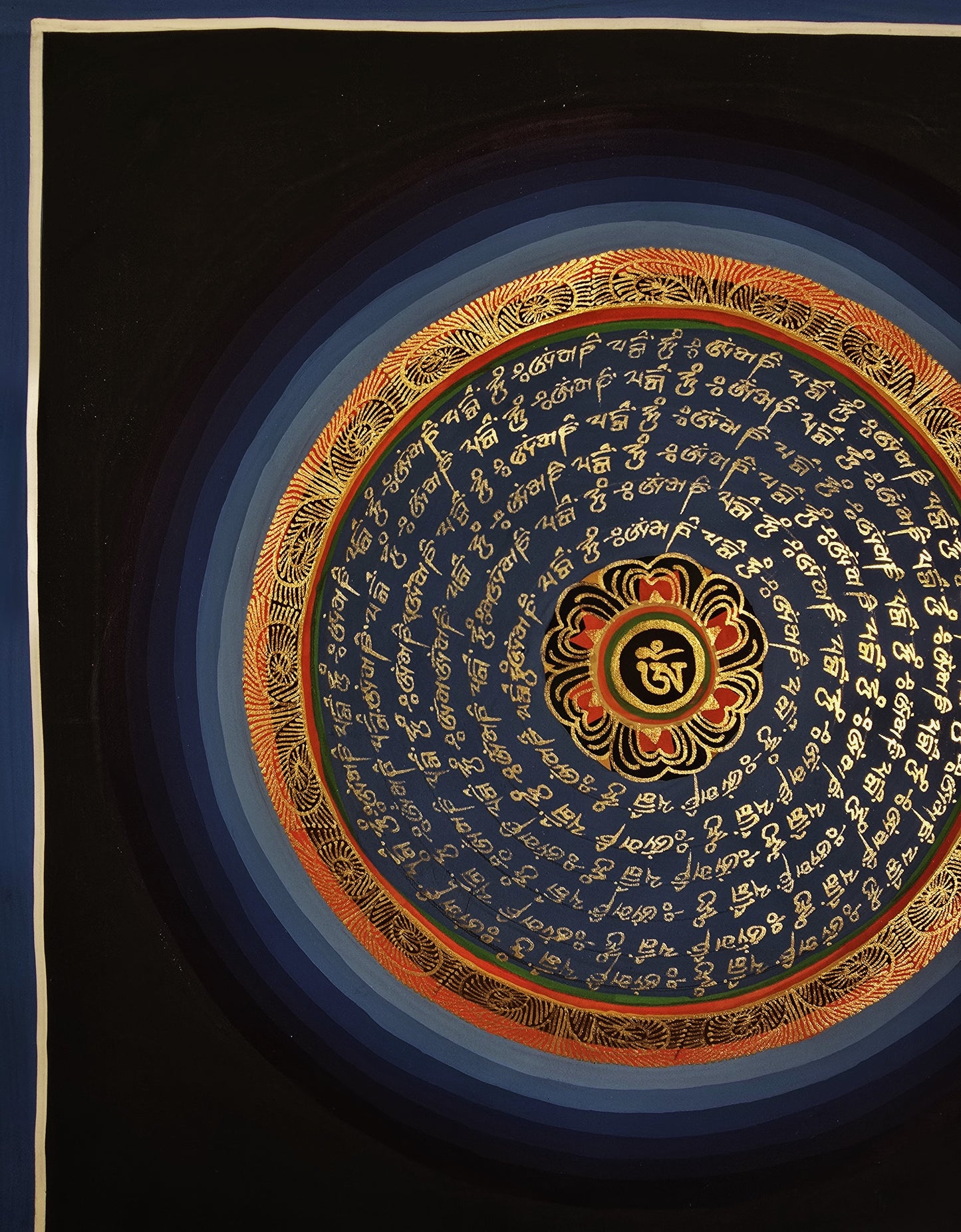 OM MANTRA MANDALA – Set of 3 Hand-Painted Tibetan Thangkas