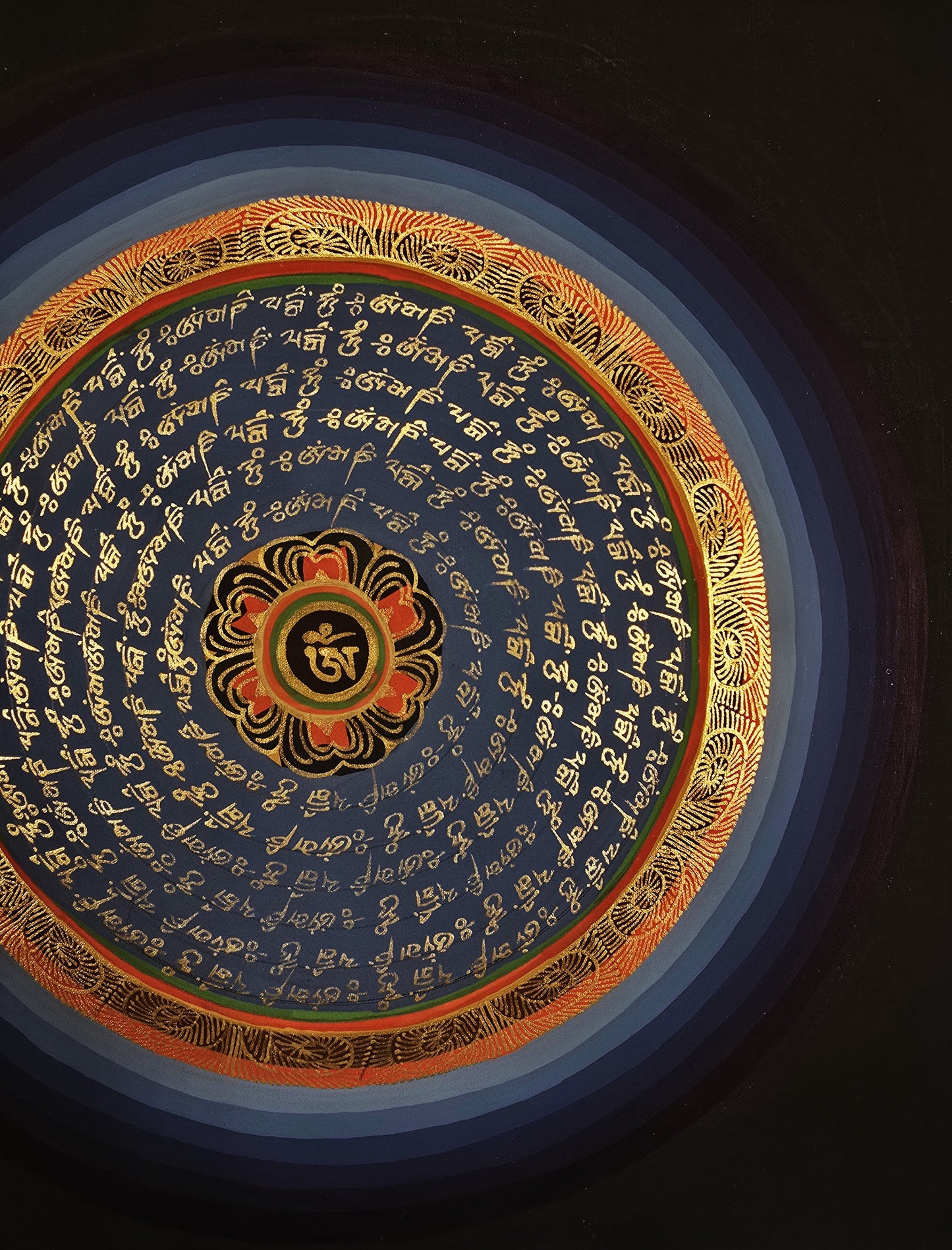 OM MANTRA MANDALA – Set of 3 Hand-Painted Tibetan Thangkas