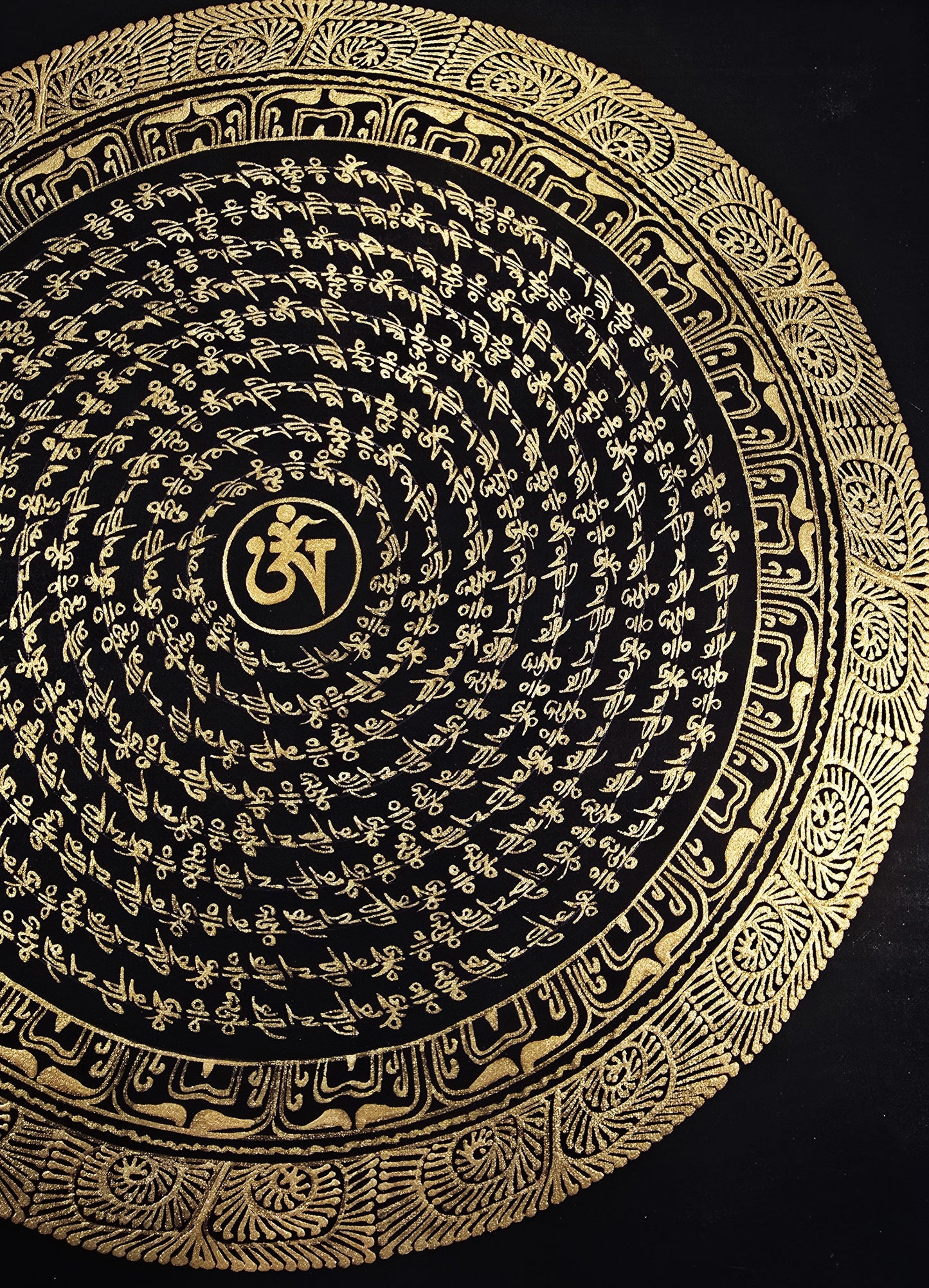 OM MANTRA MANDALA – Set of 3 Hand-Painted Tibetan Thangkas