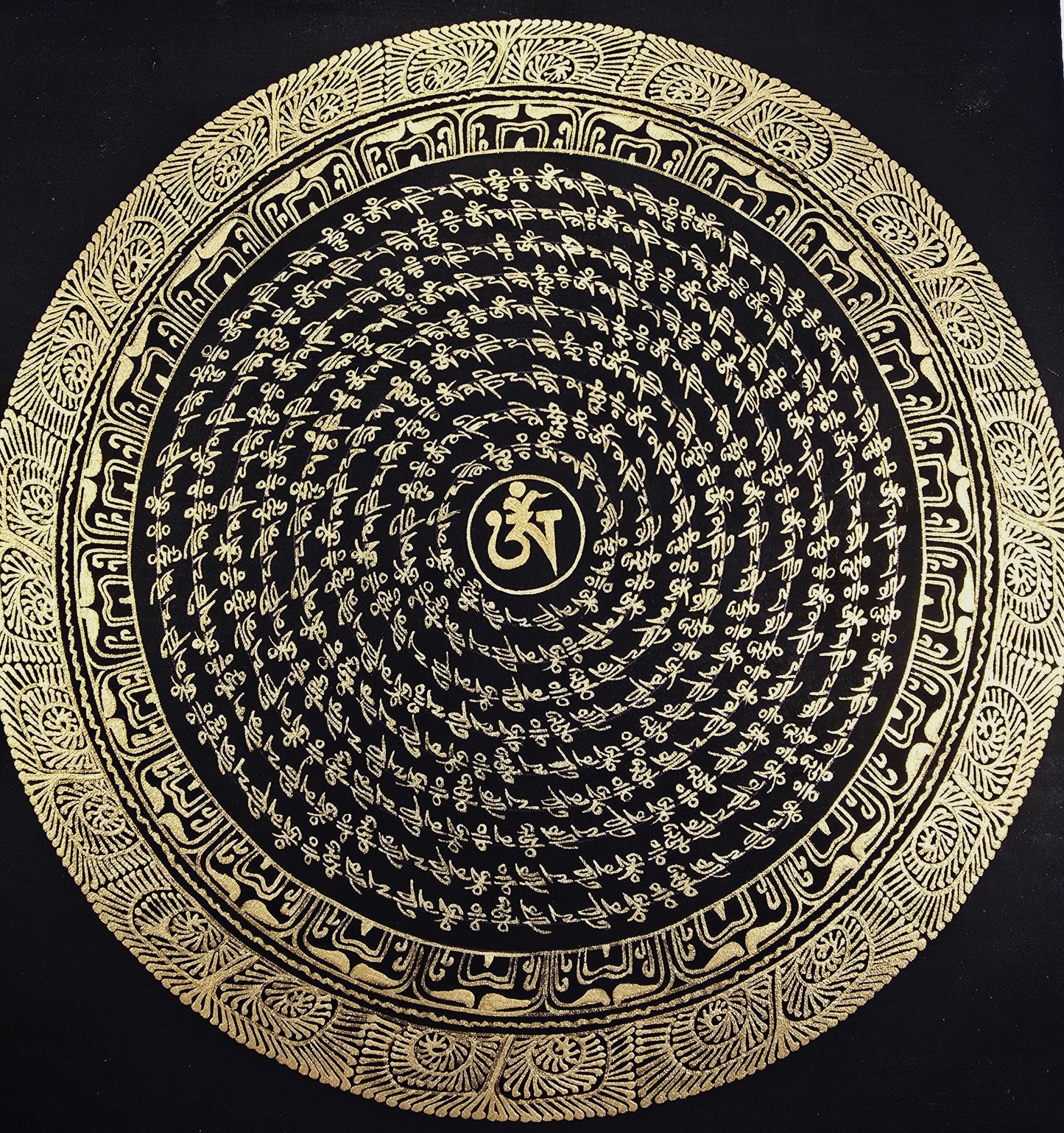 OM MANTRA MANDALA – Set of 3 Hand-Painted Tibetan Thangkas