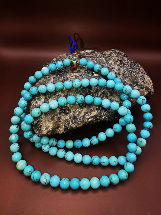 TURQUOISE GEMSTONE MALA – Set of 3 Handcrafted Necklaces