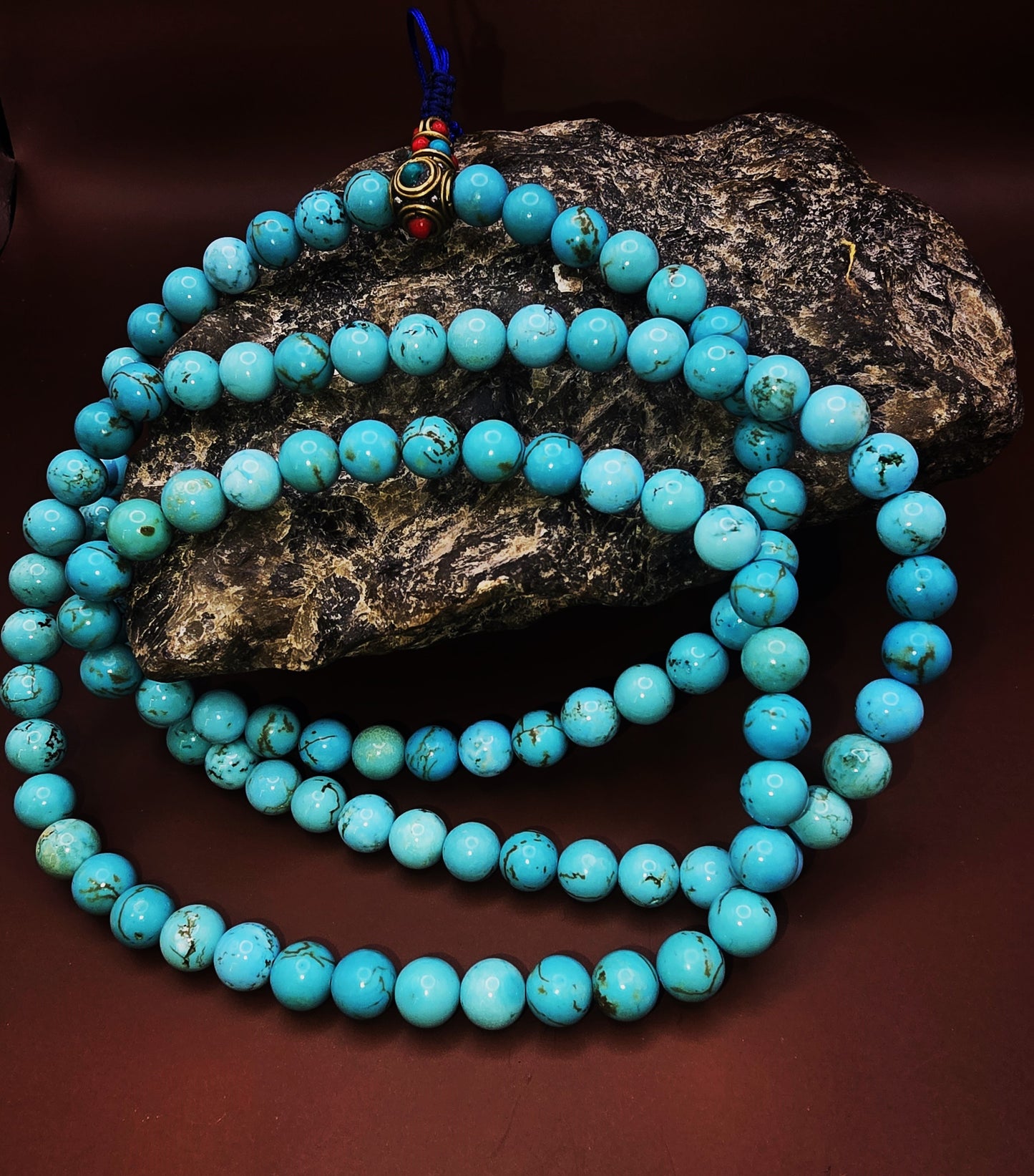 TURQUOISE GEMSTONE MALA – Set of 3 Handcrafted Necklaces