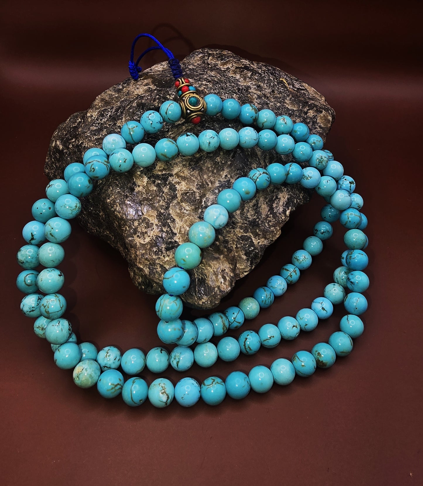 TURQUOISE GEMSTONE MALA – Set of 3 Handcrafted Necklaces