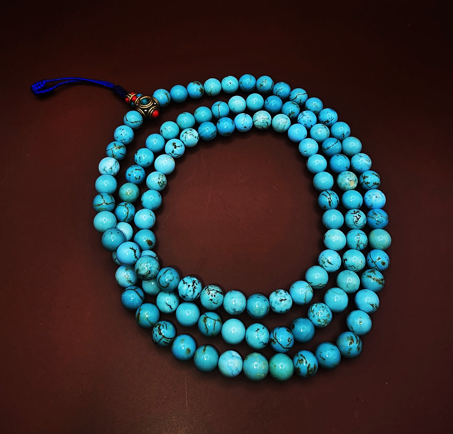 TURQUOISE GEMSTONE MALA – Set of 3 Handcrafted Necklaces