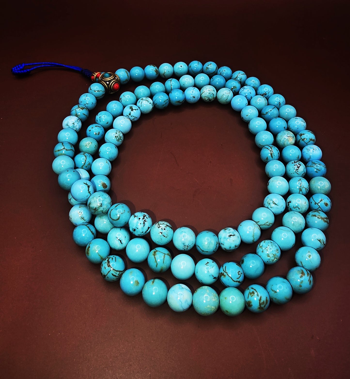 TURQUOISE GEMSTONE MALA – Set of 3 Handcrafted Necklaces