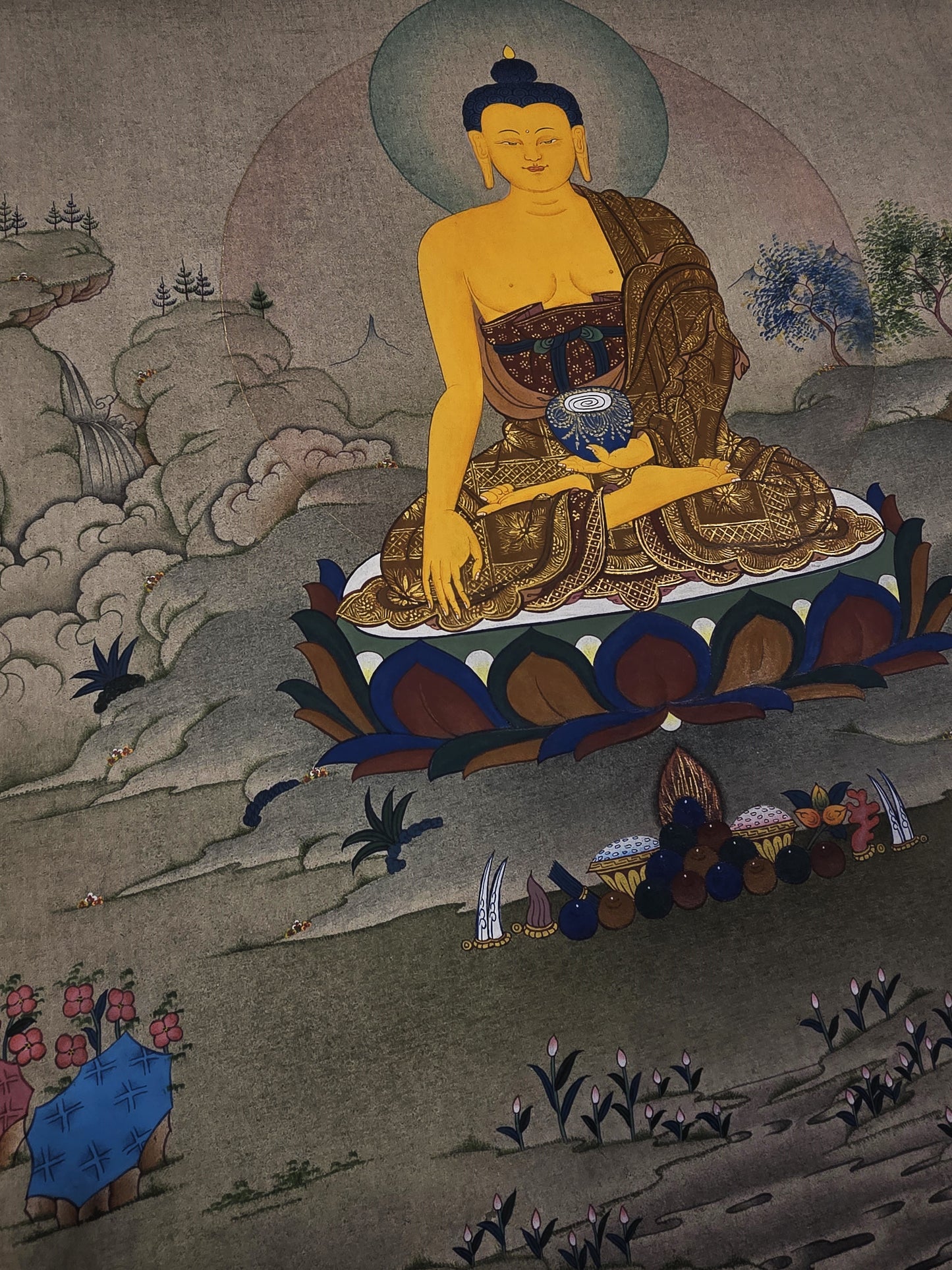Shakyamuni Buddha Thangka – Hand-Painted Karma Gadri Tibetan Art