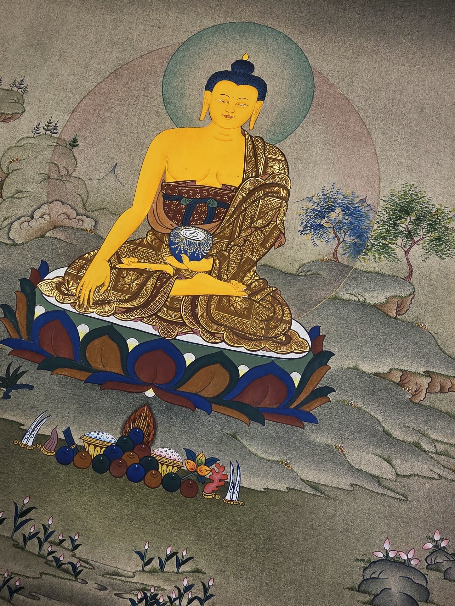 Shakyamuni Buddha Thangka – Hand-Painted Karma Gadri Tibetan Art