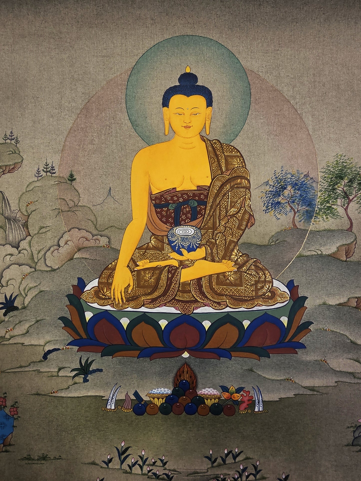Shakyamuni Buddha Thangka – Hand-Painted Karma Gadri Tibetan Art