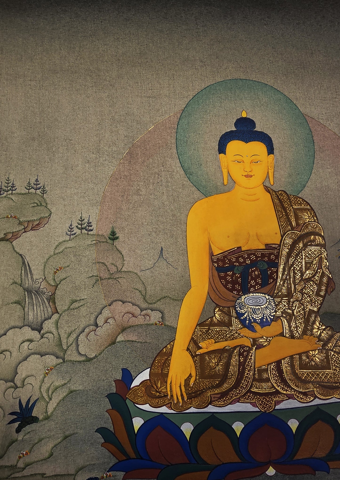 Shakyamuni Buddha Thangka – Hand-Painted Karma Gadri Tibetan Art