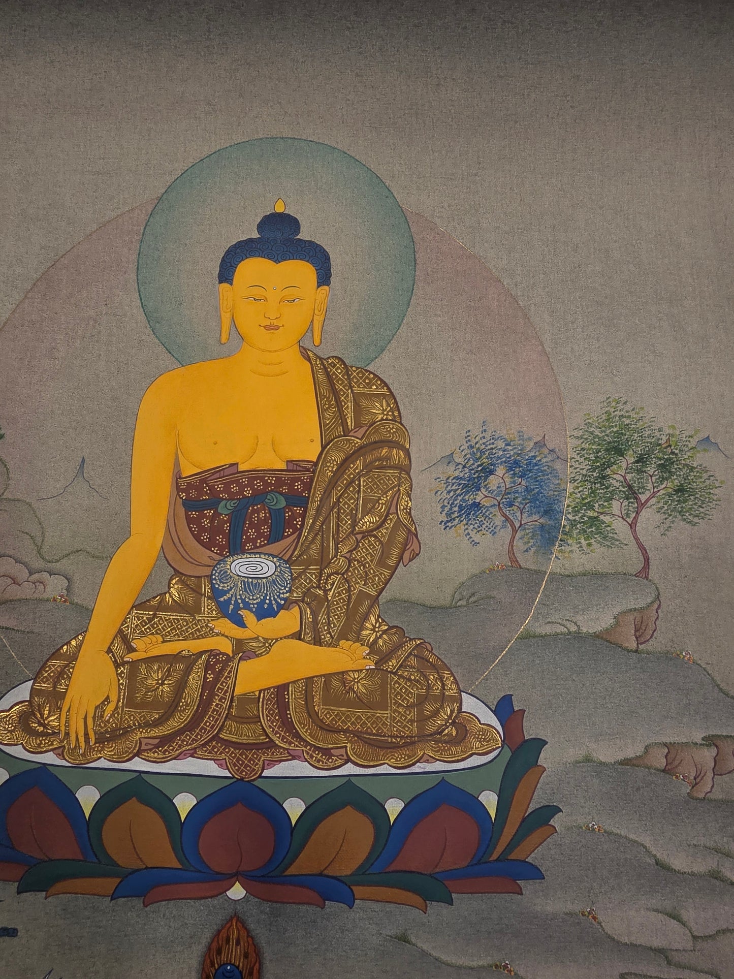 Shakyamuni Buddha Thangka – Hand-Painted Karma Gadri Tibetan Art