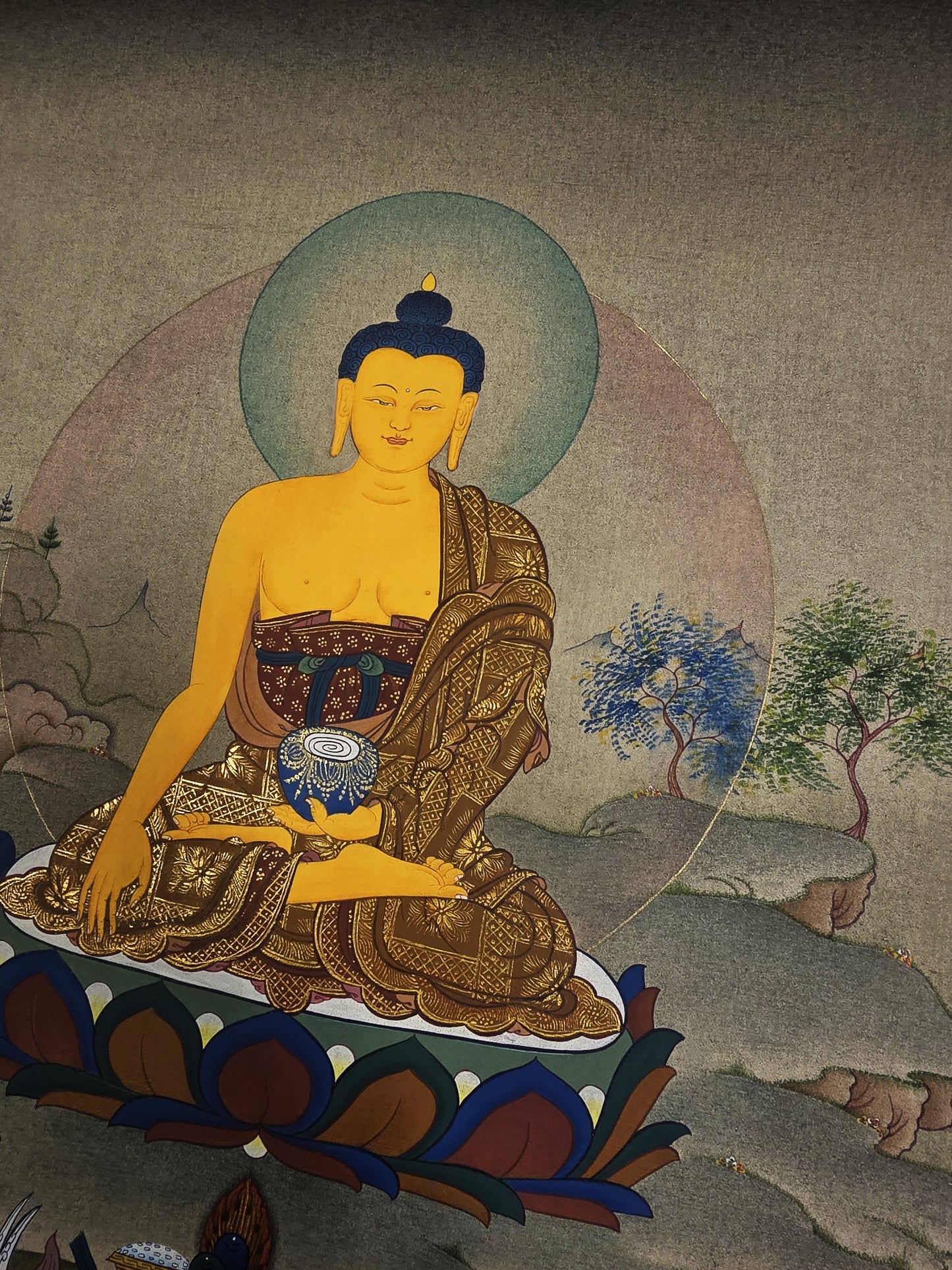 Shakyamuni Buddha Thangka – Hand-Painted Karma Gadri Tibetan Art