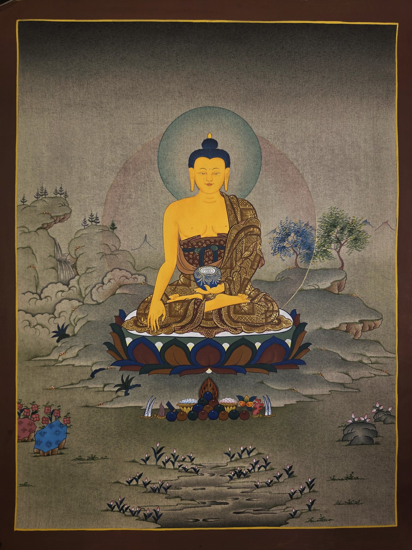Shakyamuni Buddha Thangka – Hand-Painted Karma Gadri Tibetan Art