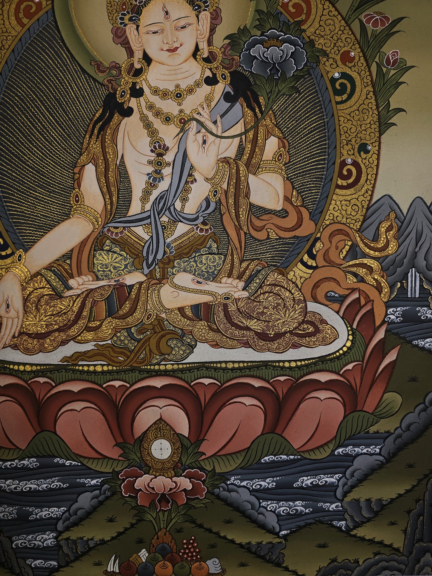 White Tara Mother Goddess – Masterpiece Hand-Painted Tibetan Thangka