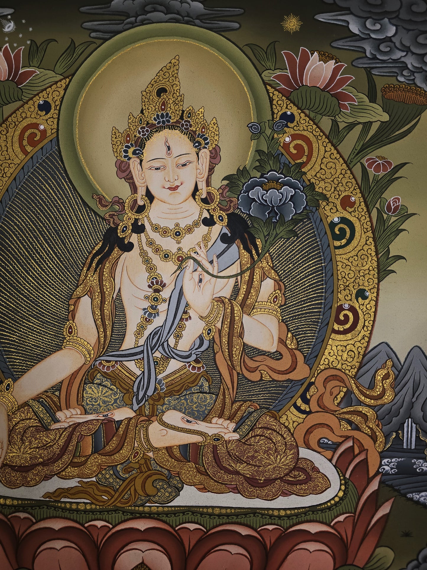 White Tara Mother Goddess – Masterpiece Hand-Painted Tibetan Thangka
