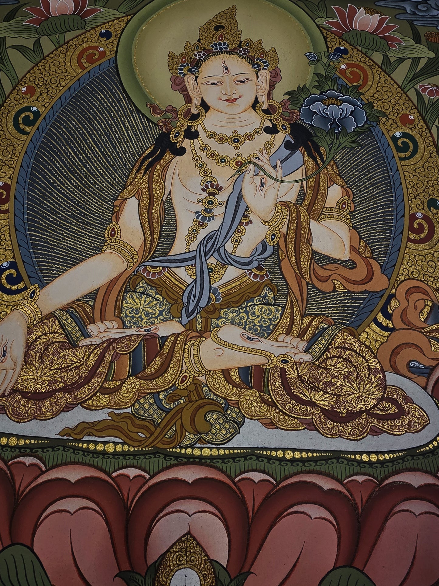 White Tara Mother Goddess – Masterpiece Hand-Painted Tibetan Thangka