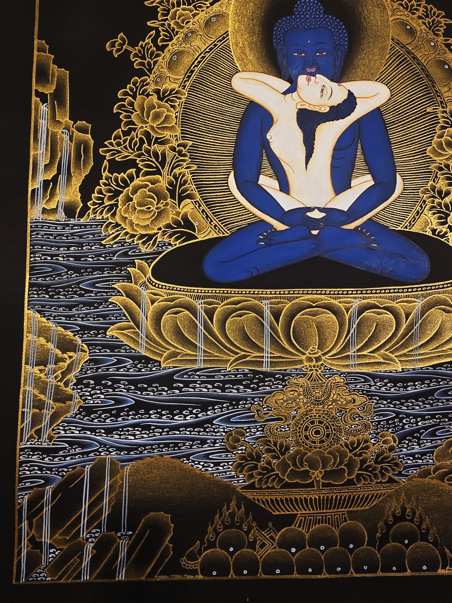 Samantabhadra &amp; Samantabhadri Thangka – Hand-Painted Yab-Yum Tibetan Buddhist Art