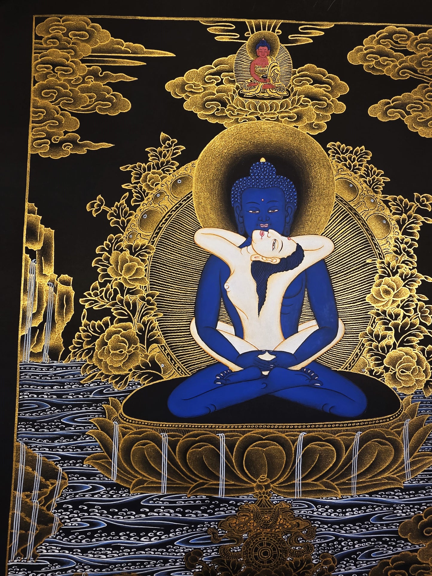 Samantabhadra &amp; Samantabhadri Thangka – Hand-Painted Yab-Yum Tibetan Buddhist Art