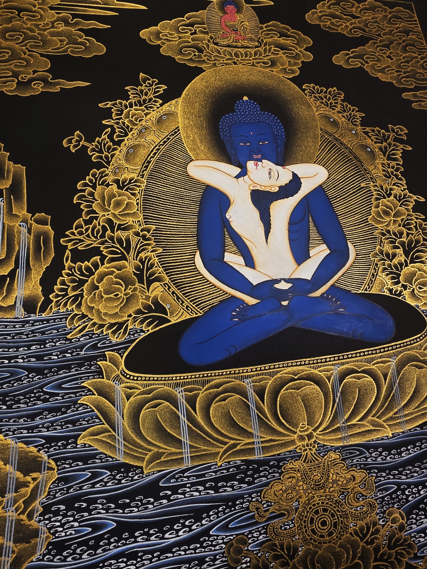Samantabhadra &amp; Samantabhadri Thangka – Hand-Painted Yab-Yum Tibetan Buddhist Art