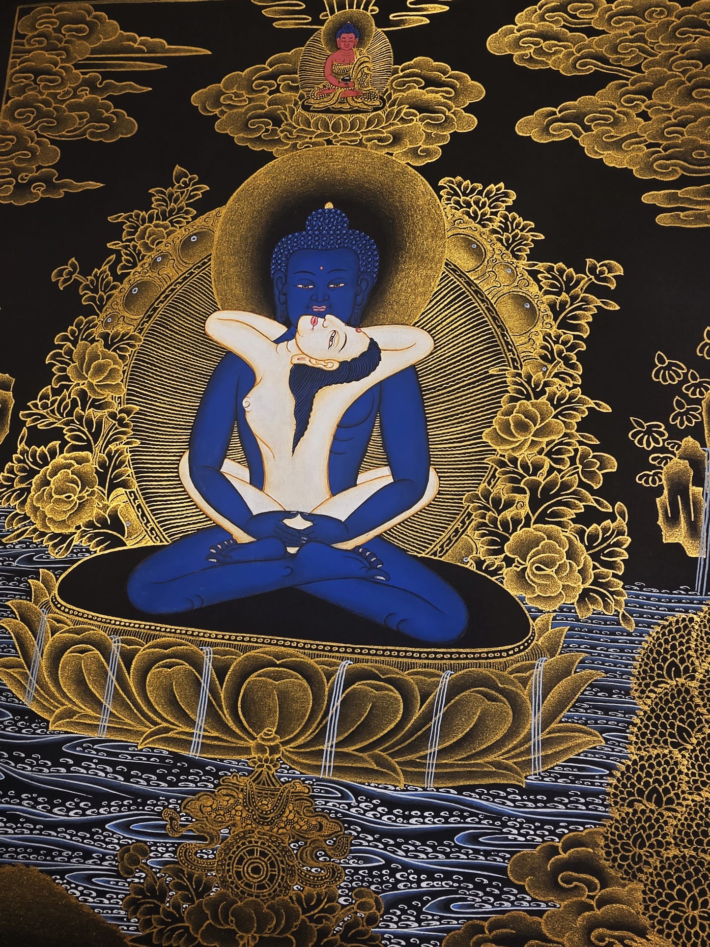 Samantabhadra &amp; Samantabhadri Thangka – Hand-Painted Yab-Yum Tibetan Buddhist Art