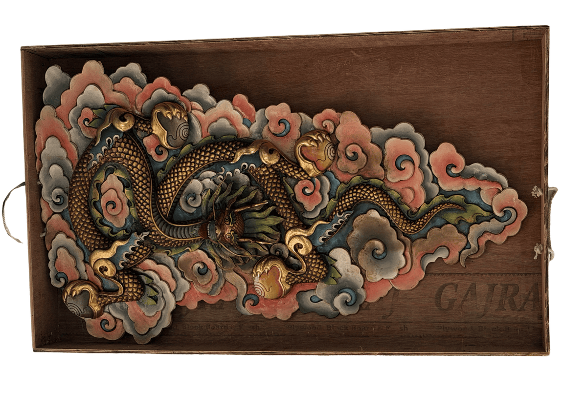 Handcrafted Copper Dragon Wall Hanging Gold-Plated Himalayan Feng Shui Art – Large Statement Piece