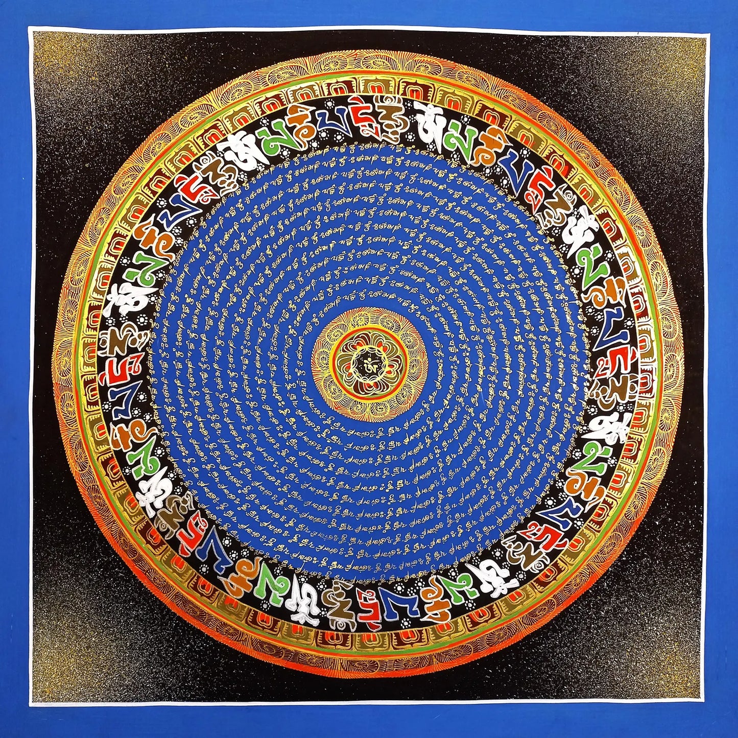 OM MANTRA MANDALA – Set of 2 Hand-Painted Tibetan Thangkas