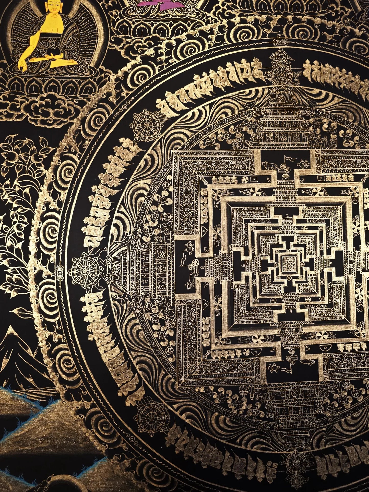 Kalachakra Mandala Thangka With deity – Wheel of Time | Tibetan Sacred Geometry Meditation Art (Copy) (Copy)