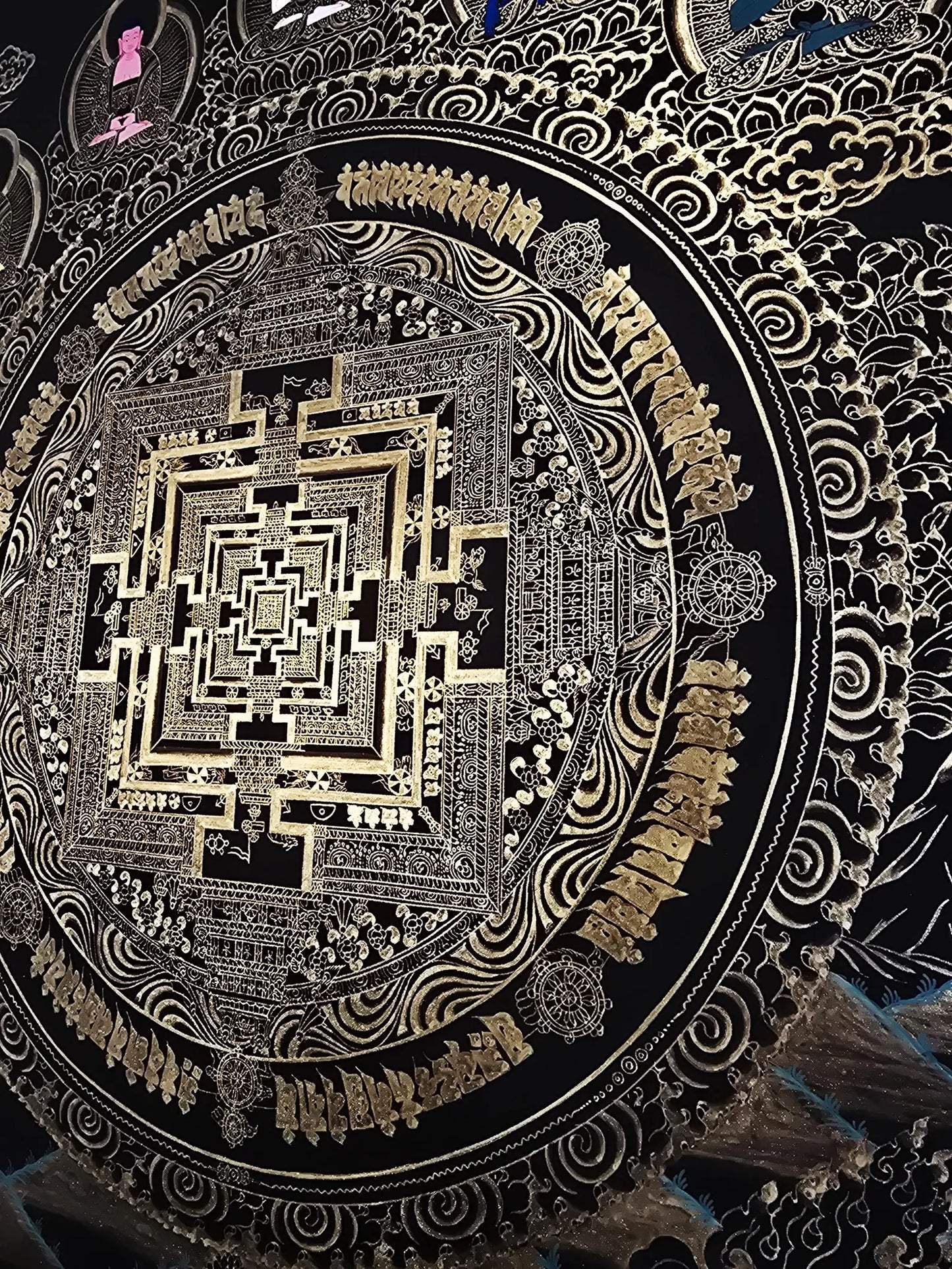 Kalachakra Mandala Thangka With deity – Wheel of Time | Tibetan Sacred Geometry Meditation Art (Copy) (Copy)