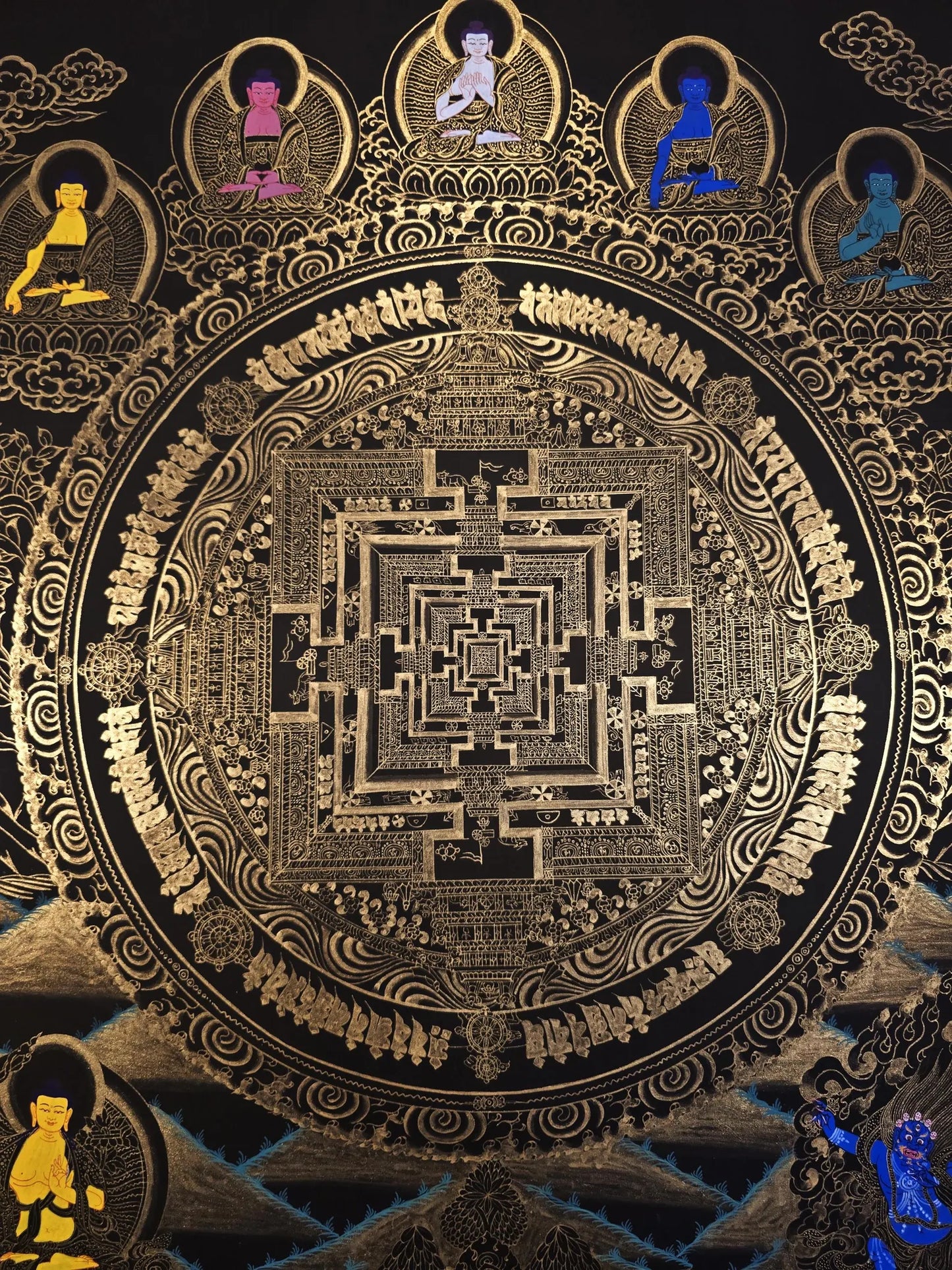 Kalachakra Mandala Thangka With deity – Wheel of Time | Tibetan Sacred Geometry Meditation Art (Copy) (Copy)