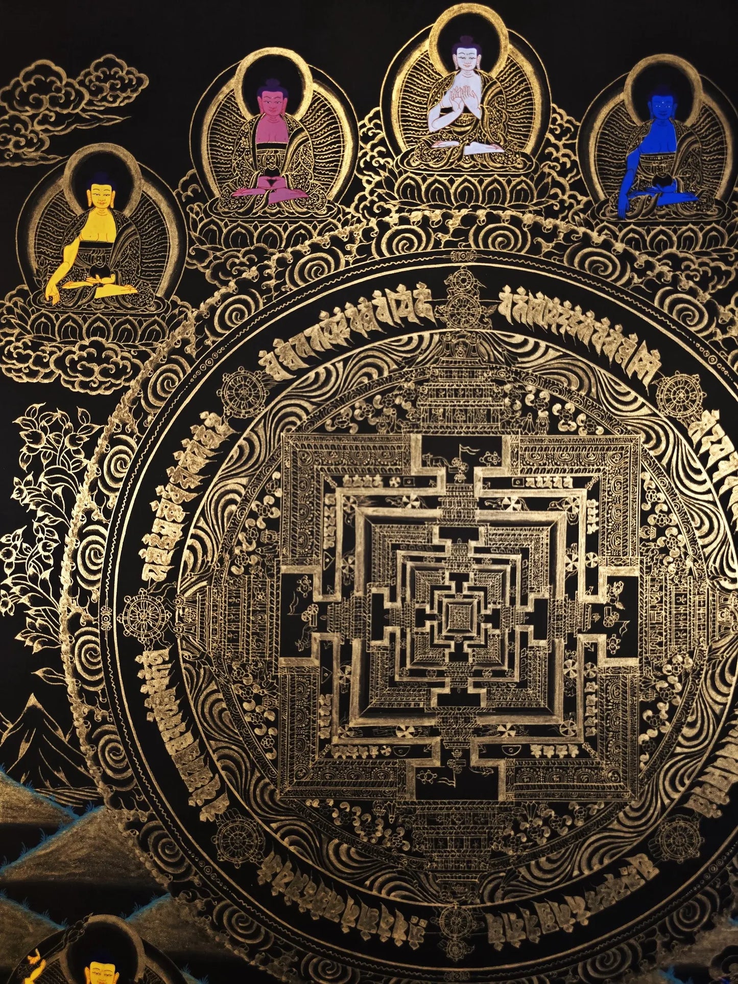 Kalachakra Mandala Thangka With deity – Wheel of Time | Tibetan Sacred Geometry Meditation Art (Copy) (Copy)