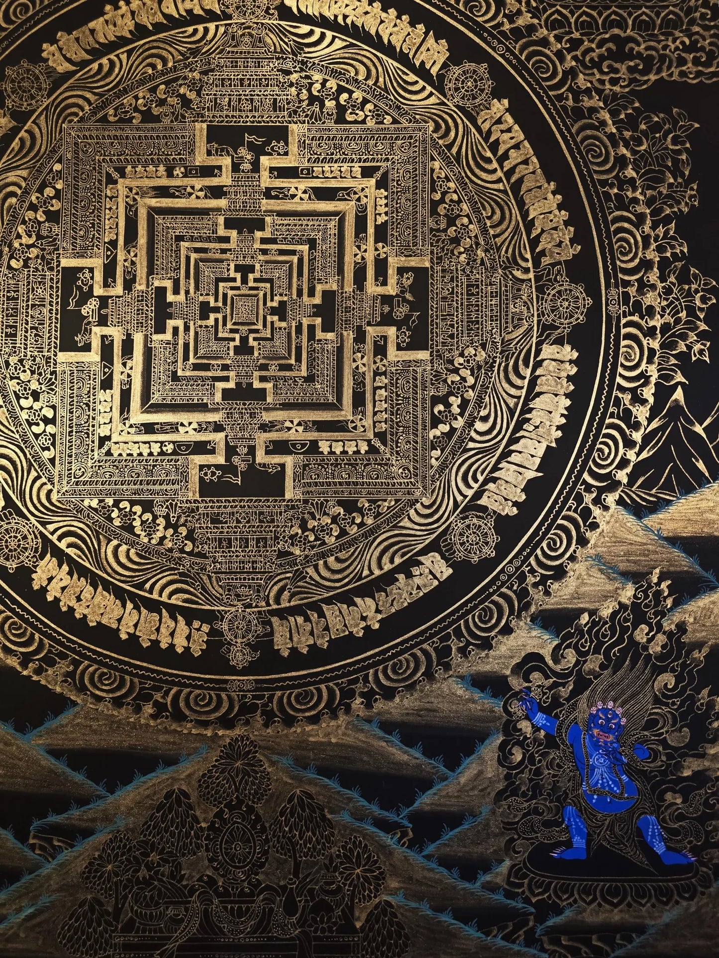 Kalachakra Mandala Thangka With deity – Wheel of Time | Tibetan Sacred Geometry Meditation Art (Copy) (Copy)