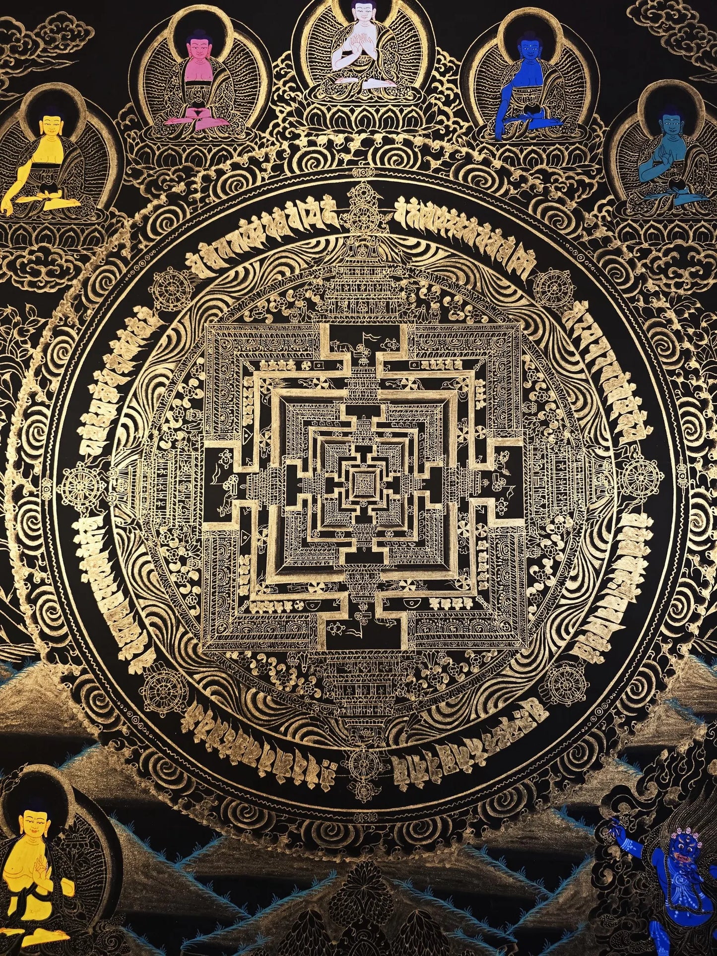 Kalachakra Mandala Thangka With deity – Wheel of Time | Tibetan Sacred Geometry Meditation Art (Copy) (Copy)