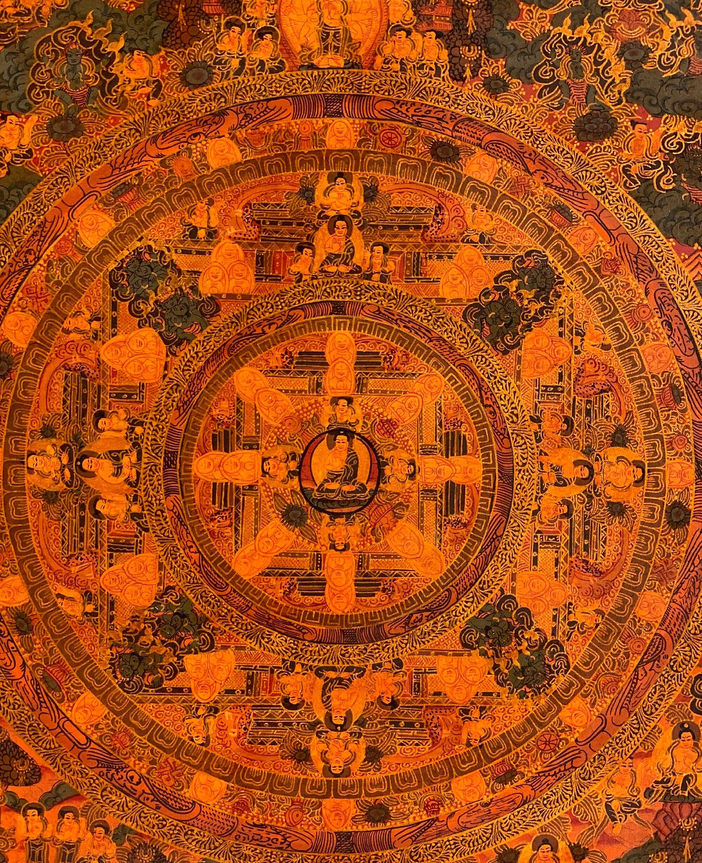 Hand-painted Buddha Life,  Bhavachakra Mandala, Tibetan Thangka Art, Painting,  20 x 26-Inch