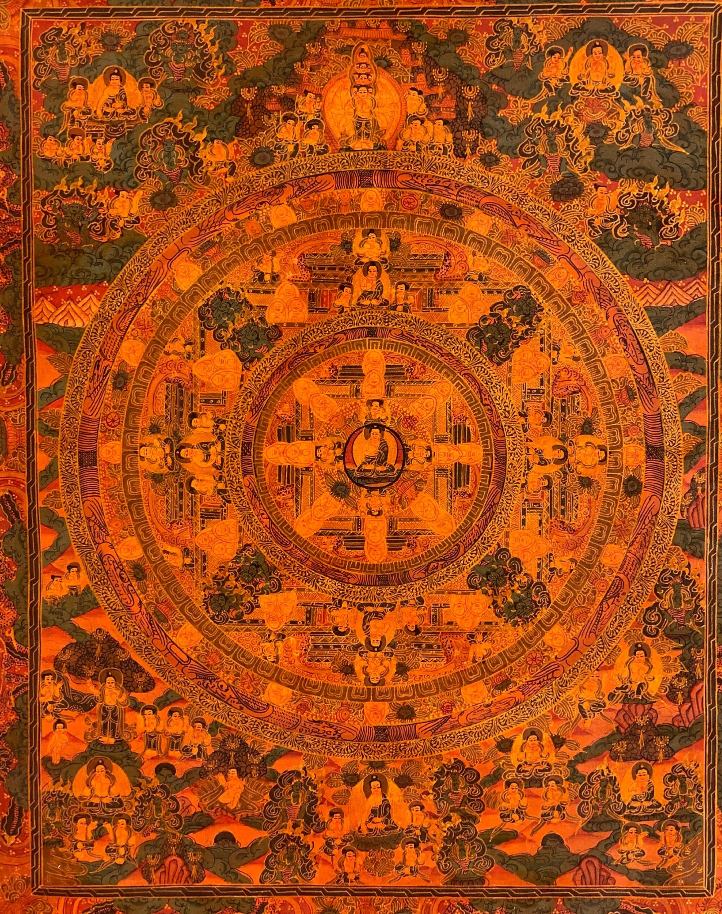 Hand-painted Buddha Life,  Bhavachakra Mandala, Tibetan Thangka Art, Painting,  20 x 26-Inch