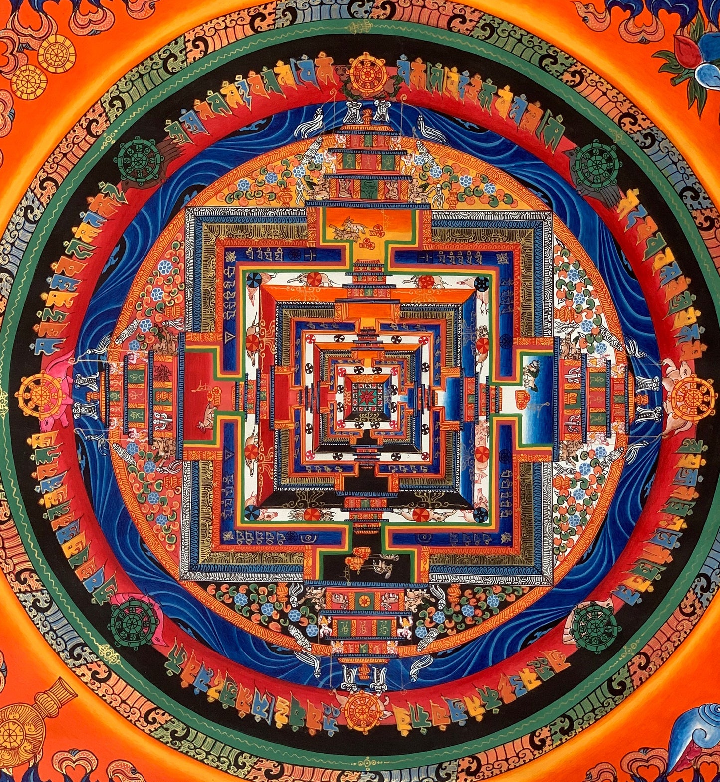 Original Hand-painted Kalachakra Mandala Wheel of Time Tibetan Thangka Painting/ Compassion Meditation Art/ Wall Hanging