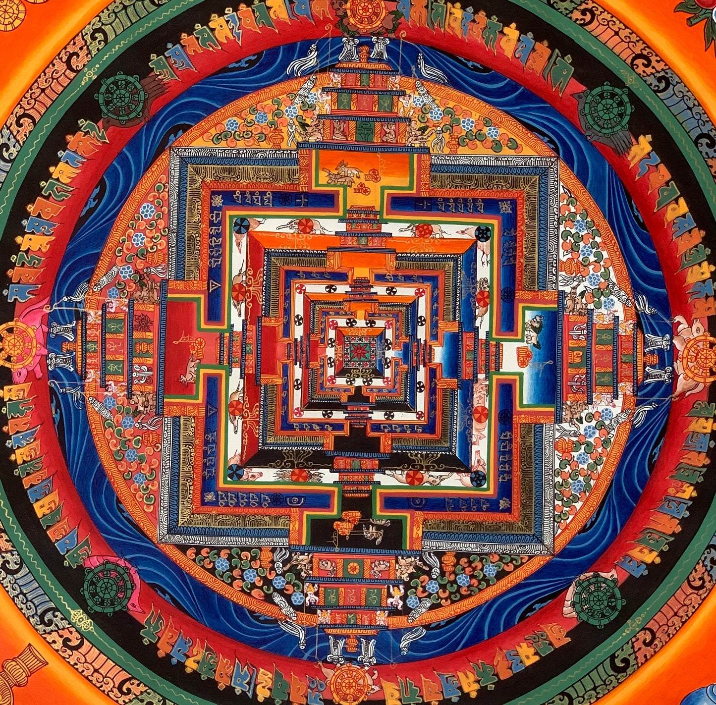 Original Hand-painted Kalachakra Mandala Wheel of Time Tibetan Thangka Painting/ Compassion Meditation Art/ Wall Hanging